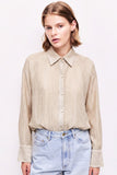 Oversized Marbled Earth-Tone Print Shirt