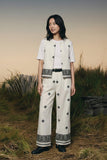 Embroidered Wide-Leg Trousers