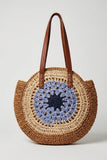Crochet Straw Circle Tote Bag
