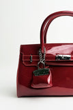 Patent Faux Leather Bag With Key Charm