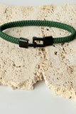 Men's Green Stone And Leather Bracelet Set