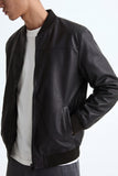 Faux Leather Bomber Jacket