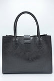 Croc-Embossed Structured Tote