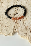 Men's Cube And Round Gemstone Bracelet Set