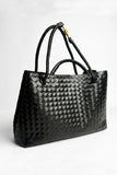 Woven Faux Leather Tote Bag