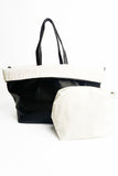 Combined Canvas &amp; Faux Leather Tote