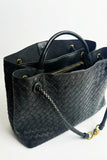 Woven Faux Leather Tote Bag