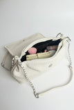 Ribbed Shoulder Bag With Chain Strap