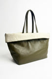 Combined Canvas & Faux Leather Tote