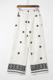 Embroidered Wide-Leg Trousers