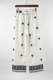 Embroidered Wide-Leg Trousers